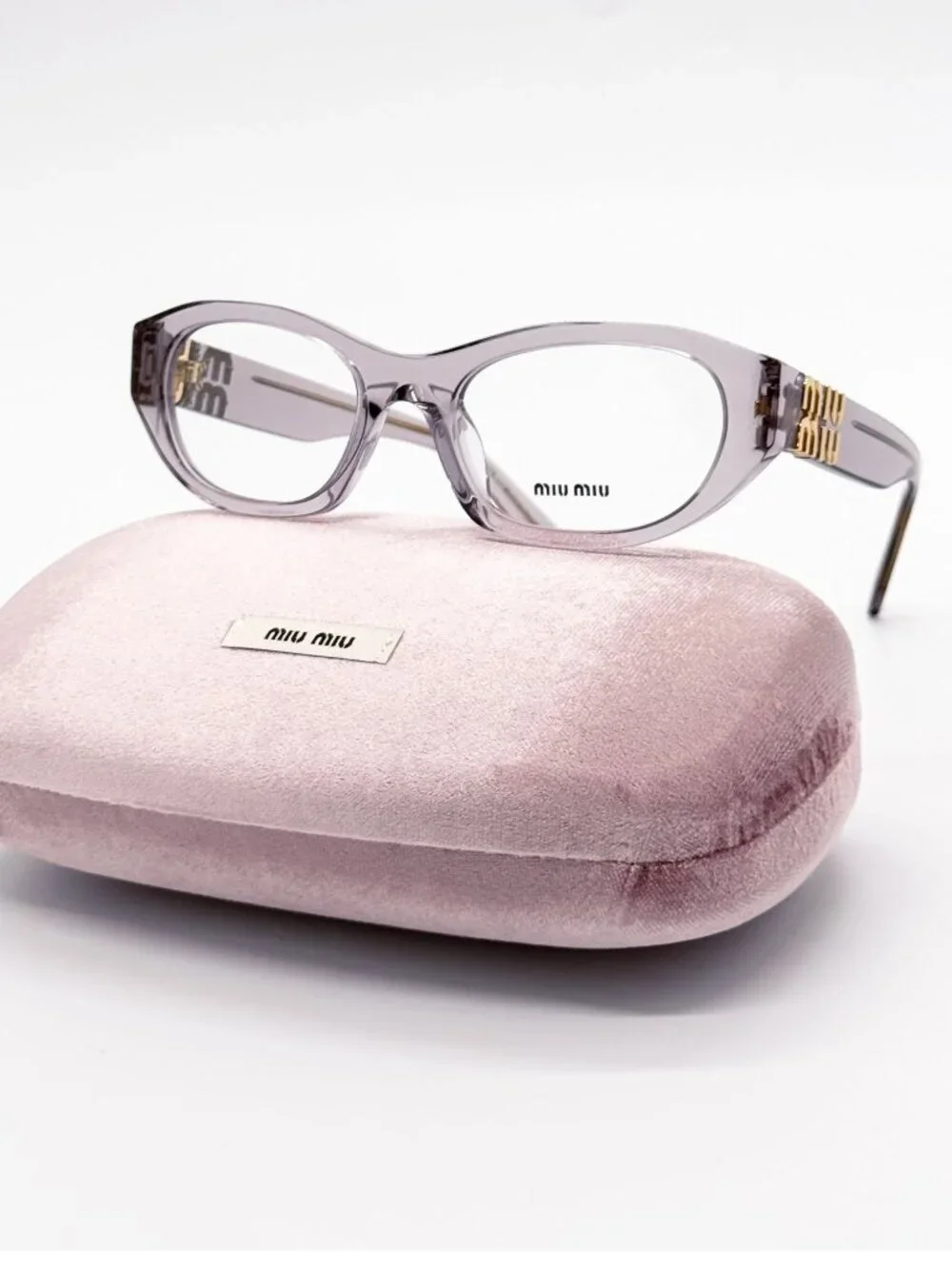 New Miu Miu MU03WV 12W1O1 Clear Pink Women Eyeglasses
